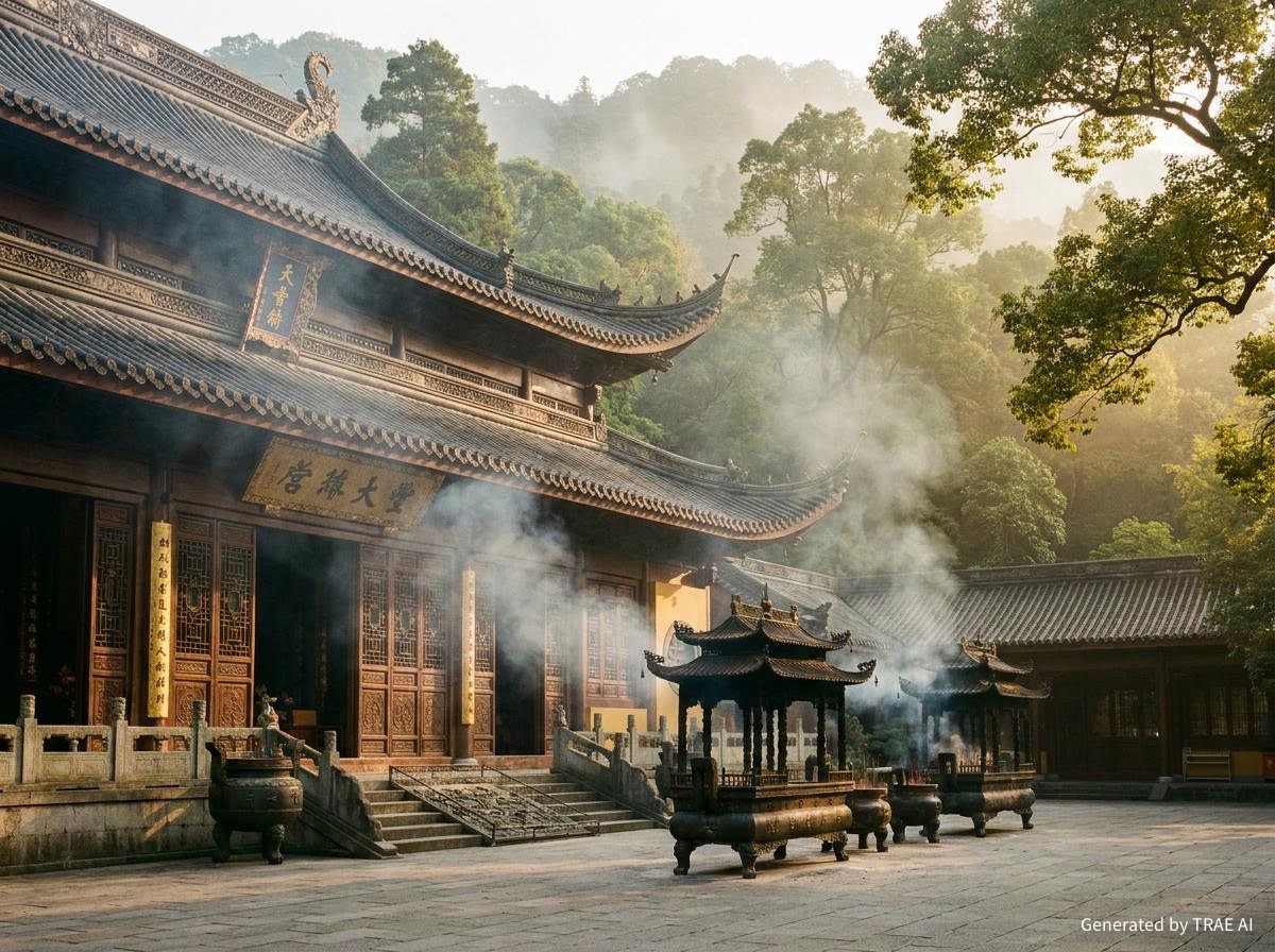 杭州靈隱寺與古剎晨光