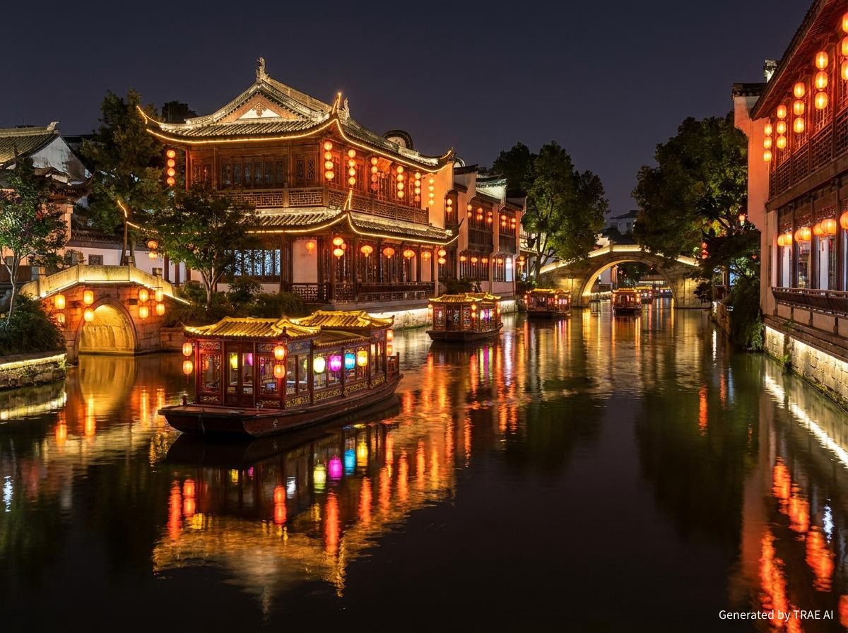 南京夫子廟秦淮河夜景